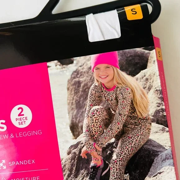 CUDDL DUDS Girls 2 Piece Stretch Poly Long Sleeve Crew & Leggings NWT Size Small - Picture 2 of 6